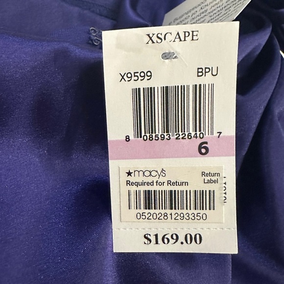 NWT Asymmetrical Purple Ruched Evening Cocktail Dress by Xscape Size 6 - Picture 8 of 9